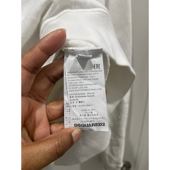 DSquared2 Women’s Crewneck White Sweatshirt w/ Appliqué Detail Sz S - Picture 4 of 6